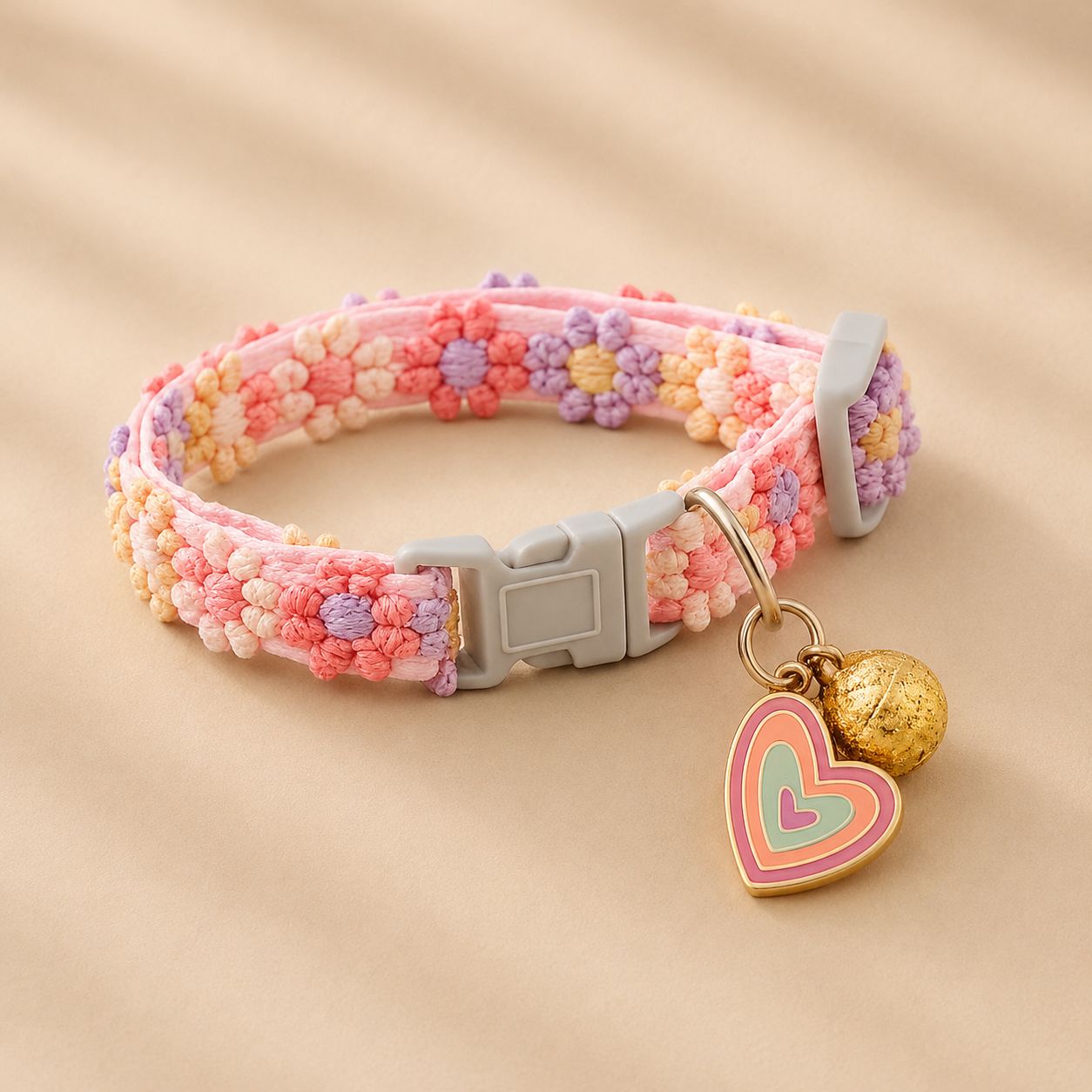 Collier chat à fleurs