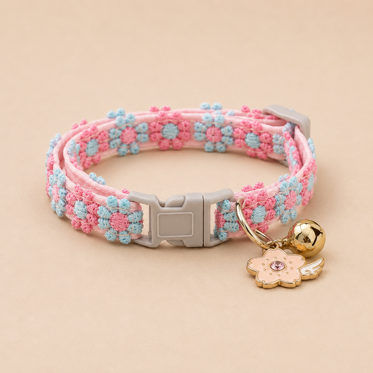 Collier chat à fleurs