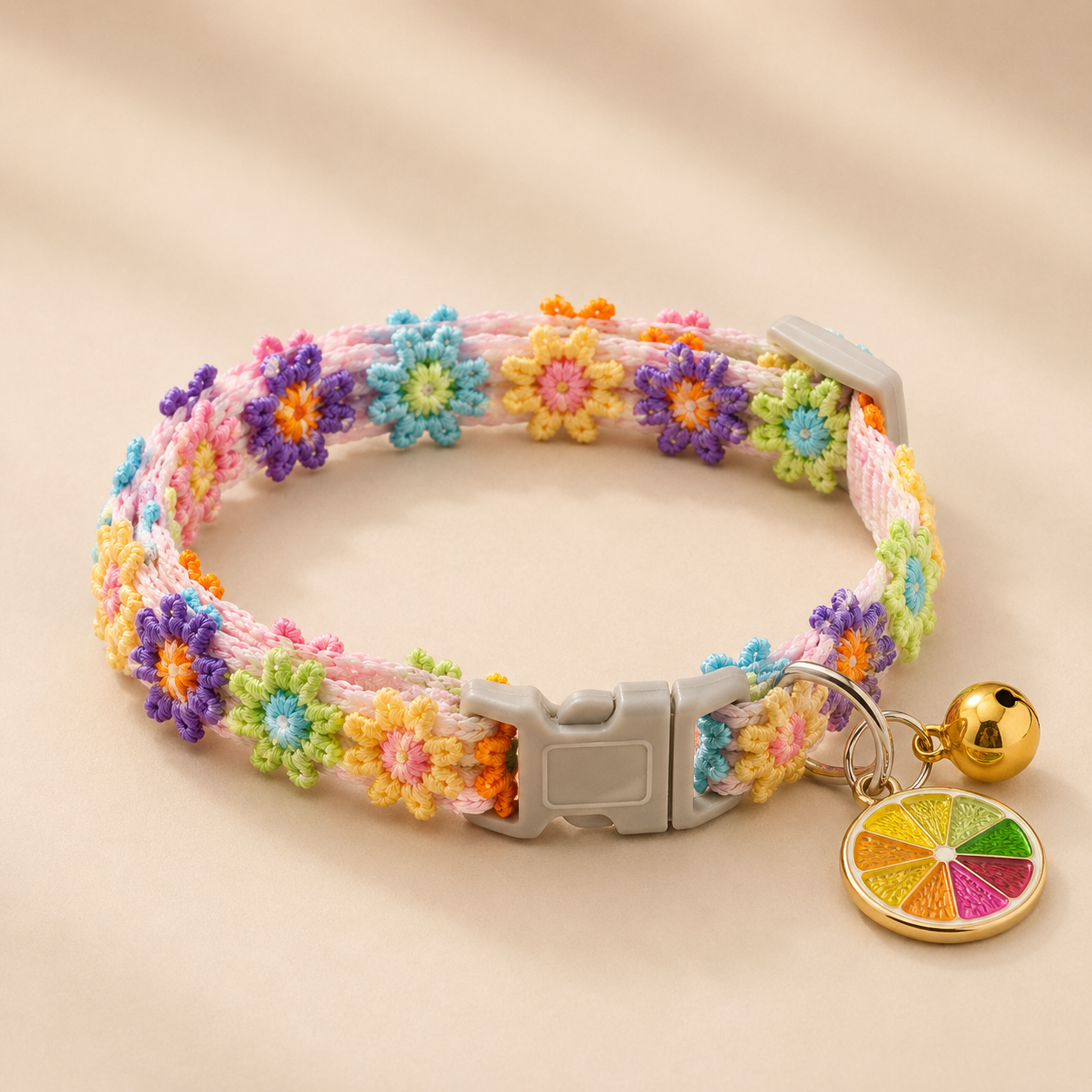 Collier chat à fleurs